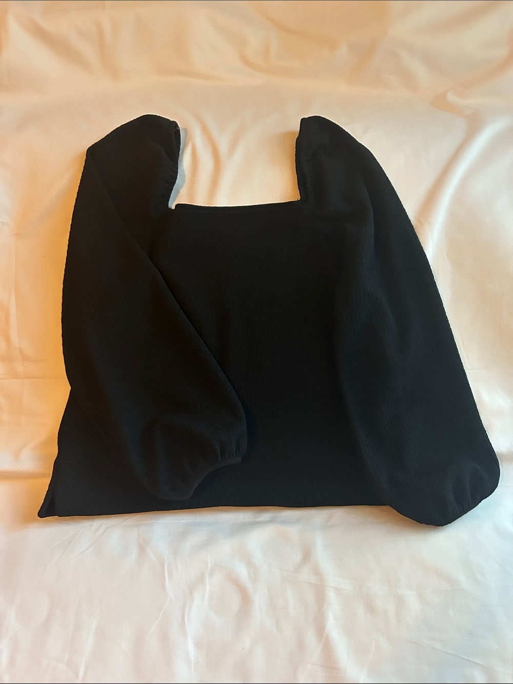 Madewell Black Square Neck Puff Sleeve Top
